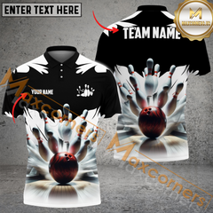 Maxcorners Ball And Pins Ice Age Pattern Bowling Jersey Multicolor Options Personalized Name, Team Name 3D Shirt