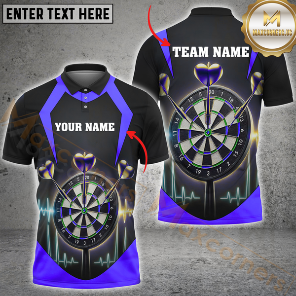 Maxcorners Darts Aim Master Multicolor Option Customized Name, Team Name 3D Polo Shirt