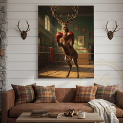Maxcorners Deer Reading Hunting Magazine in Cabin Bathroom Wrapped Canvas