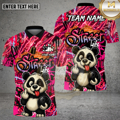 Maxcorners Street Life Panda Bowling Neon Flash Multioptions Personalized Name, Team Name Unisex 3D Shirt (4 Colors)