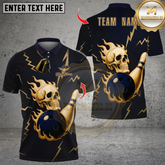 Maxcorners Metal Skull Bowling Multicolor Customized Name, Team Name 3D Shirts