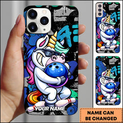Maxcorners Bowling Unicorn Funny Cartoon Art Personalized Name Phone Case