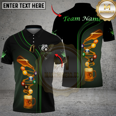Maxcorners Billiards Ball 8 Deep Fantasy Beer Personalized Name Shirt (4 Colors)