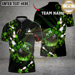 Maxcorners Bowling Irish Leaf Flow Personalized Name, Team Name 3D Shirt