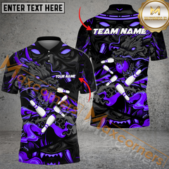 Maxcorners Dragon And Samurai Bowling Jersey Multicolor Option Customized Name, Team Name 3D Polo Shirt