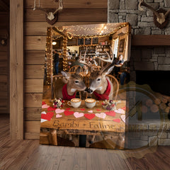 Maxcorners Deer Couple Coffee Date Rustic Café Personalized Name Canvas