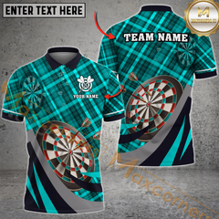 Maxcorners Darts Caro Pattern Xmas Style Flame Customized Name, Team Name 3D Polo Shirt