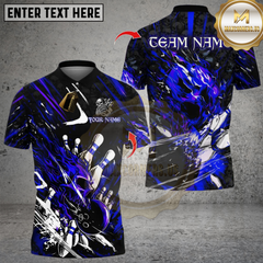 Maxcorners Bowling Flame Skull Strike Multicolor Customized Name, Team Name 3D Shirts