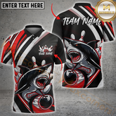 Maxcorners Bowling Angry Shark Multicolor Options Personalized Name, Team Name 3D Shirt