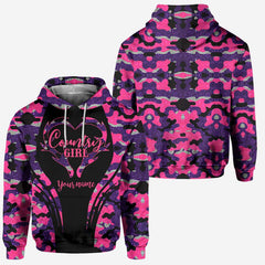 Maxcorners Country Girl Pink Camo, Personalized Hunting All Over Shirt, Personalized 3D Hoodie For Hunting Lover TU2711