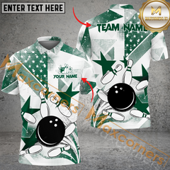 Maxcorners Ball And Pins Star Back To School Bowling Jersey Multicolor Option Customized Name, Team Name 3D Polo Shirt
