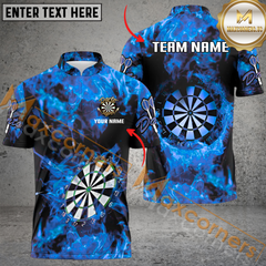 Maxcorners Fire Flame Darts Jersey Customized Name, Team Name 3D Polo Shirt