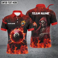 Maxcorners Red Billiard Balls Fire Personalized Name 3D Shirt