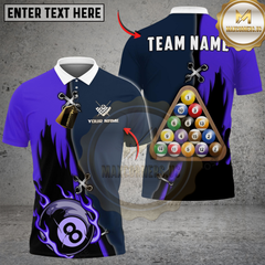 Maxcorners Billiards Dual Flame Multicolor Customized Name, Team Name 3D Shirt