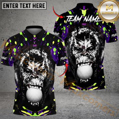 Maxcorners Savage Gorilla Golf Polo Shirt Custom Name & Team Name 3D Shirts