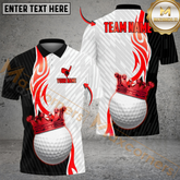 Maxcorners Golf Ball Crown King Gradient Line Premium Multicolor Golf Polo Shirt, Customized Name & Team Name 3D Shirts (4 Colors)