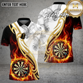 Maxcorners Darts Shirt White Fire Smoke Golden Dartboard Multicolor Options Personalized Name, Team Name 3D Shirt (4 Colors)