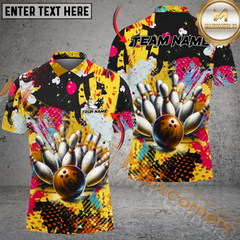 Maxcorners Graffiti Premium Bowling Jersey Multicolor Option Customized Name, Team Name 3D Polo Shirt