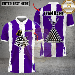 Maxcorners Billiards Classic Stripe Multicolor Customized Name, Team Name 3D Shirt