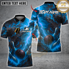 Maxcorners Bowling Thunder Strike Multicolor Customized Name, Team Name 3D Shirt