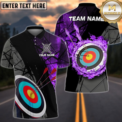 Maxcorners Grunge Flaming Target Archery Personalized Name 3D Shirt