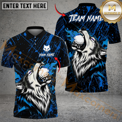 Maxcorners Wildfire Wolf Swing Golf Shirt, Customized Name & Team Name 3D Shirts (4 Colors)