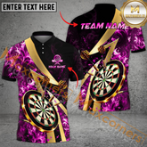 Maxcorners Darts Smoke Flame Multicolor Option Customized Name, Team Name 3D Polo Shirt (6 Colors)