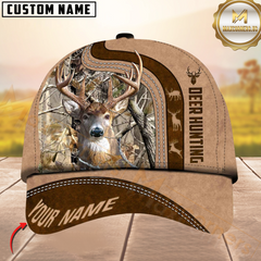 Maxcorners Heru Pon Leather Pattern Hunting Deer Multicolor Personalized 3D Cap