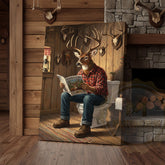 Maxcorners Deer Relaxing in Bathtub with Whiskey Glass Wrapped Canvas