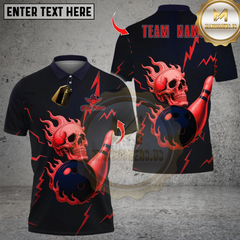 Maxcorners Metal Skull Bowling Multicolor Customized Name, Team Name 3D Shirts