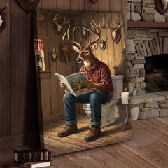 Maxcorners Deer Relaxing in Bathtub with Whiskey Glass Wrapped Canvas