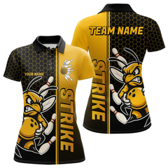Maxcorners Custom Strike Bee Bowling Polo Shirts For Men, Bee Bowling Team Bowlers Outfit LM154