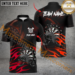 Maxcorners Darts Skull Thunder Light MutilColor Option Customized Name, Team Name 3D Polo Shirt