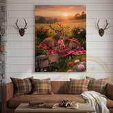 Maxcorners Romantic Deer Couple Sunset Picnic Personalized Name Canvas