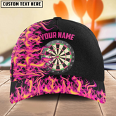 Maxcorners Darts Fire Flame Multicolor Option Personalized Name 3D Cap