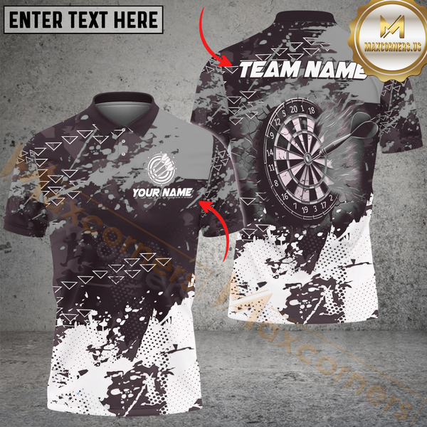 Maxcorners Darts Fire Grunge Multicolor Option Customized Name, Team Name 3D Polo Shirt