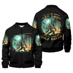 Maxcorners Not All Who Wander Are Lost Custom Bigfoot Men's Golf Polo Shirt, Funny Golf Shirt, Dad Golf Gift