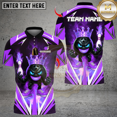 Maxcorners King Bowling Cartoon With Flame Design Multicolor Customized Name, Team Name 3D Shirts