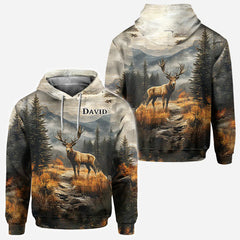 Maxcorners Any Name Beautiful Deer, Personalized Hunting All Over Shirt, Personalized 3D Hoodie For Hunting Lover TU2711