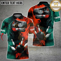 Maxcorners Bowling Dinosaur Smash Ball Design Personalized Name 3D Unisex Shirt
