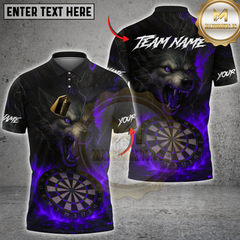 Maxcorners Wolf Darts Fire Fury Multicolor Customized Name, Team Name 3D Shirt