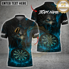 Maxcorners Wolf Darts Fire Fury Multicolor Customized Name, Team Name 3D Shirt