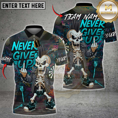 Maxcorners Bowling Never Give Up Punk Skeleton Multicolor Customized Name, Team Name 3D Shirt