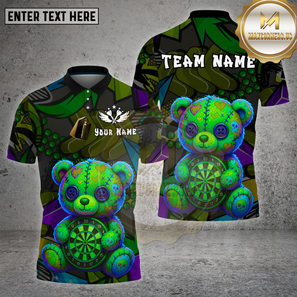 Maxcorners Dartboard Teddy Bear Patchwork Graffiti Style Multi Options Personalized Name Team Name 3D Shirt