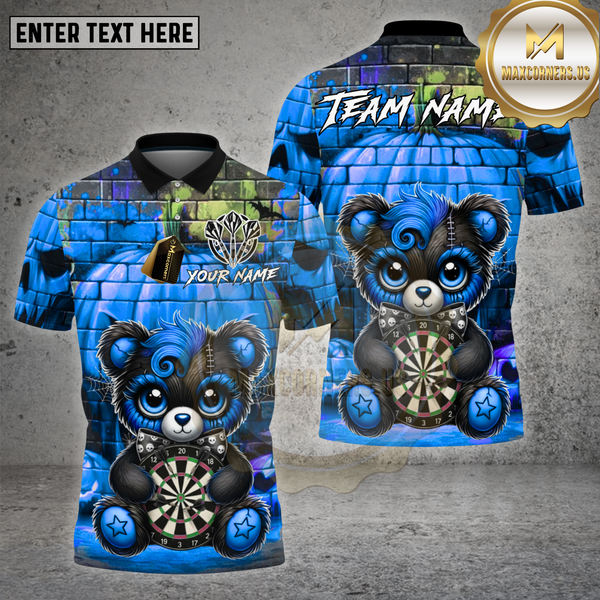 Maxcorners Dartboard Gothic Teddy Bear Brick Wall Design Multi Options Personalized Name Team Name 3D Shirt