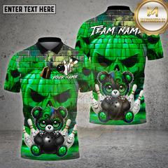 Maxcorners Bowling Gothic Teddy Bear Brick Wall Design Multi Options Personalized Name Team Name 3D Shirt
