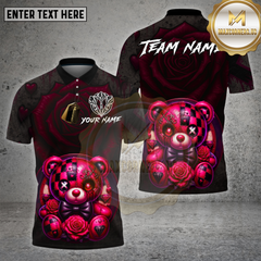 Maxcorners Dartboard Dark Teddy Bear Rose Diamond Design Multi Options Personalized Name Team Name 3D Shirt