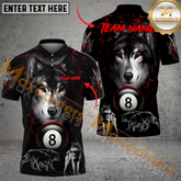 Maxcorners Ball 8 Wolf Pack Billiard Jersey Multicolor Options Personalized Name, Team Name 3D Polo Shirt (4 Colors)