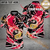 Maxcorners Ball 8 And Ball 9 Breath Of Fire Billiard Jersey Multicolor Options Personalized Name, Team Name 3D Polo Shirt (4 Colors)