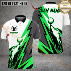 Maxcorners Lightning Wolf Golf Polo Shirt, Customized Name & Team Name 3D Shirts (4 Colors)